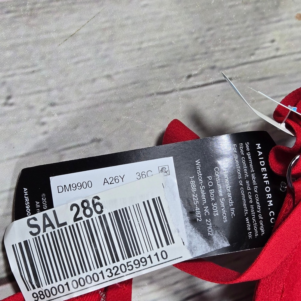 Maidenform Love The Lift Push Up Bra 36C Red Lace Plunging Neckline DM9900 - Picture 8 of 10